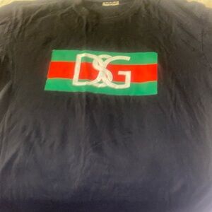 D&G Black Crewneck T-Shirt with White Tag Logo